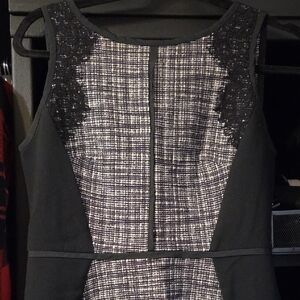 LOFT Black and White Textured Dress